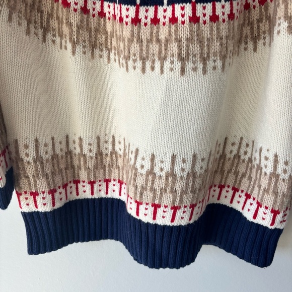 Lands’ End Ski Fair Isle Turtle Neck Sweater Wool Alpaca Cabin Fisherman Holiday - Picture 4 of 9